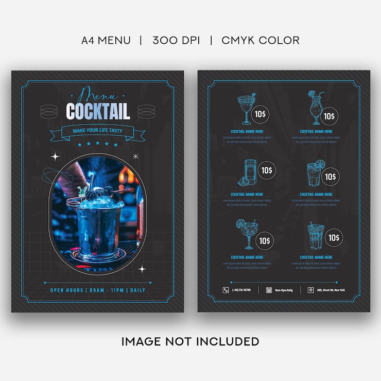 Vettore menu di cocktail