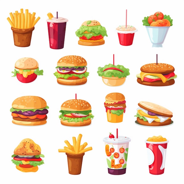 menu illustrazione vettoriale cibo carne pasto ristorante popolare set pranzo icona cena spuntino
