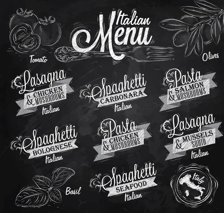 Vettore menu in gesso italiano