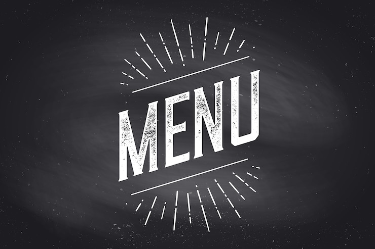 Vettore menu lettering concept design