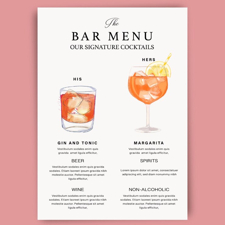 Vettore menu modello matrimonio minimo