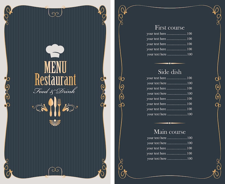 Vettore menu per il ristorante