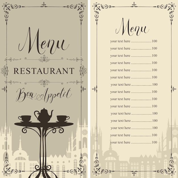 Menù per ristorante