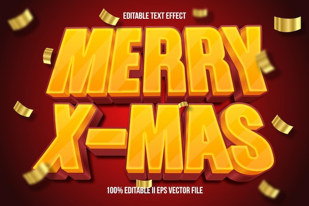 Merry X Mas Effetto di testo modificabile Stile di gradiente in rilievo 3D