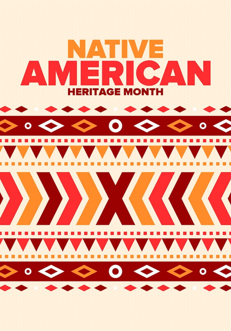 Vettore mese del patrimonio dei nativi americani a novembre cultura degli indiani d'america modello di tradizione vettore