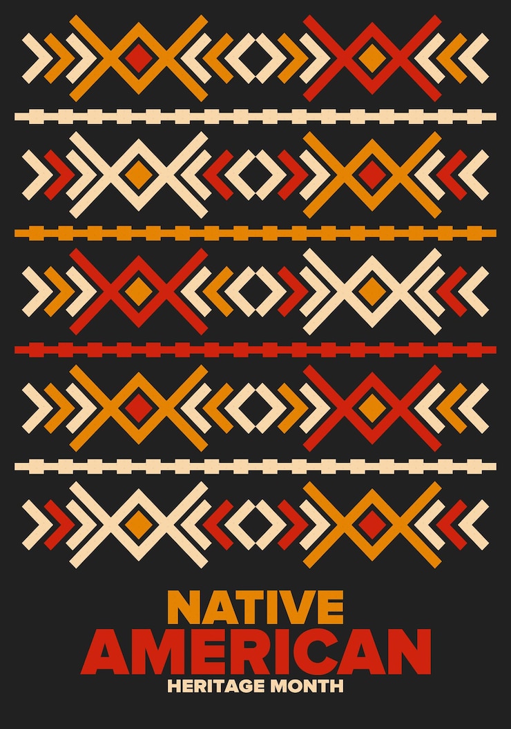 Vettore mese del patrimonio dei nativi americani a novembre cultura degli indiani d'america modello di tradizione vettore