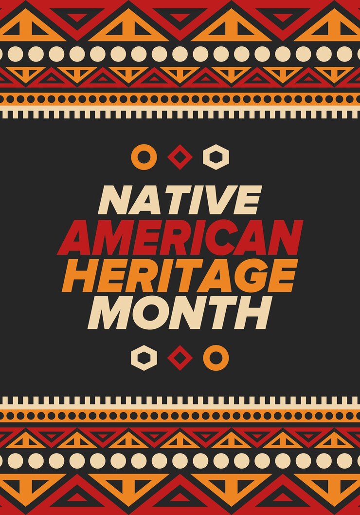 Vettore mese del patrimonio dei nativi americani a novembre cultura degli indiani d'america modello di tradizione vettore