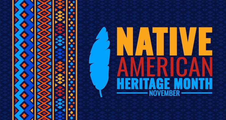 Vettore mese del patrimonio nativo americano sfondio o modello di progettazione di banner cultura indiana americana