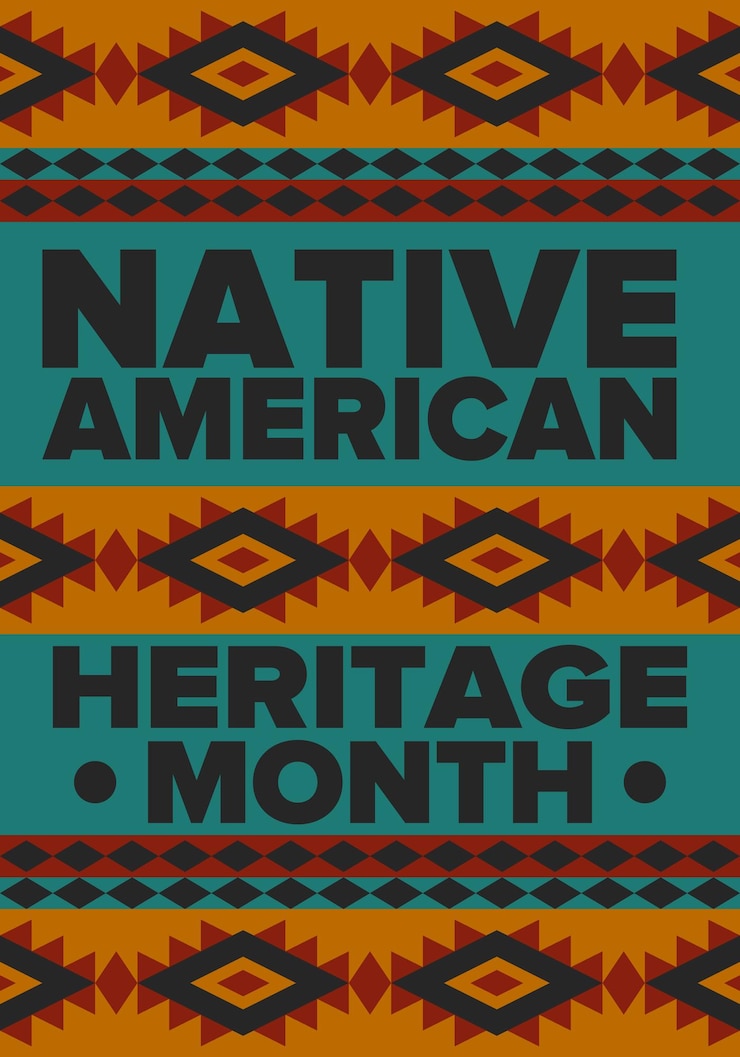 Vettore mese dell'eredità nativa americana negli stati uniti cultura indiana americana modello di tradizione vettore