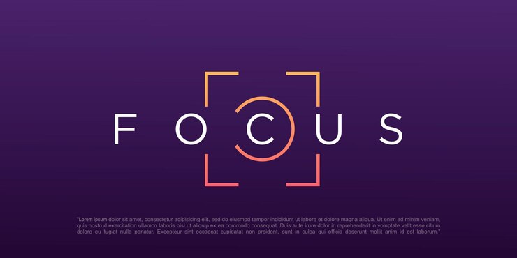 Messa a fuoco e ottica degli obiettivi fotografici di design minimalista del logo
