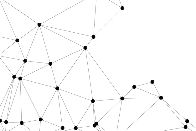 Messa poligonale astratta con nodi neri e linee sottili Crea un modello di rete geometrica minimalista