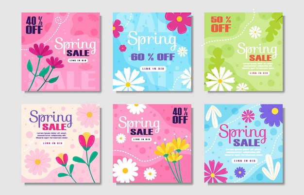 Messaggi sui social media di vendita di primavera