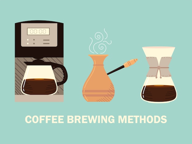 Metodi di preparazione del caffè, cezve turco a goccia e macchina da caffè digitale