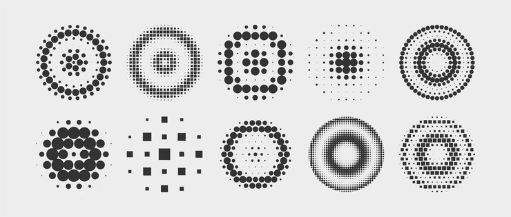 Mezzi toni punti geometrici gradiente e pop art consistenza cerchio mezzi toni cerchi a puntini astratti