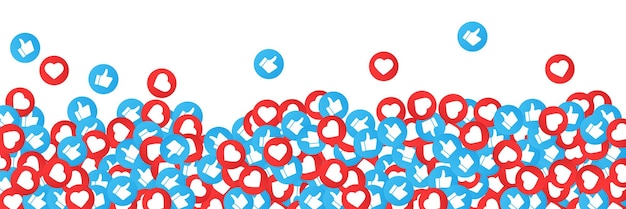 Mi piace e ama lo sfondo delle icone. Etichetta social media, illustrazione stock vettoriale
