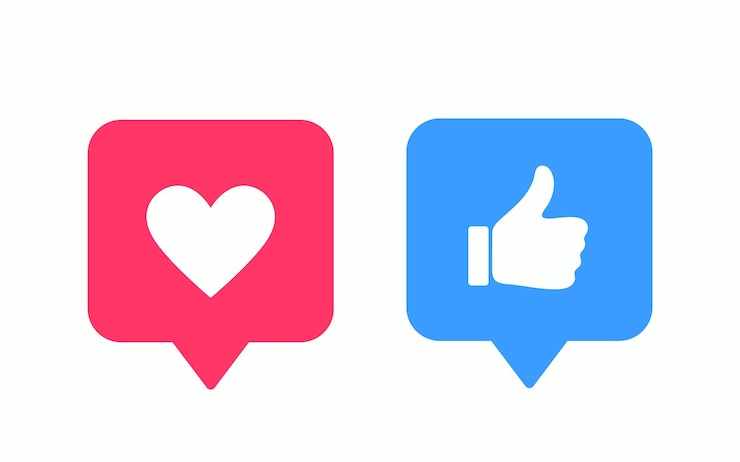 Vettore mi piace o pollice in su e icone moderne di vettore del cuore. elementi di design per social network, marketing, smm, app, interfaccia e annunci.