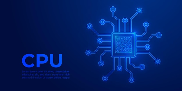 Microchip luminoso futuristico, scheda di circuito digitale, processore AI, tecnologia informatica, innovazione ad alta tecnologia