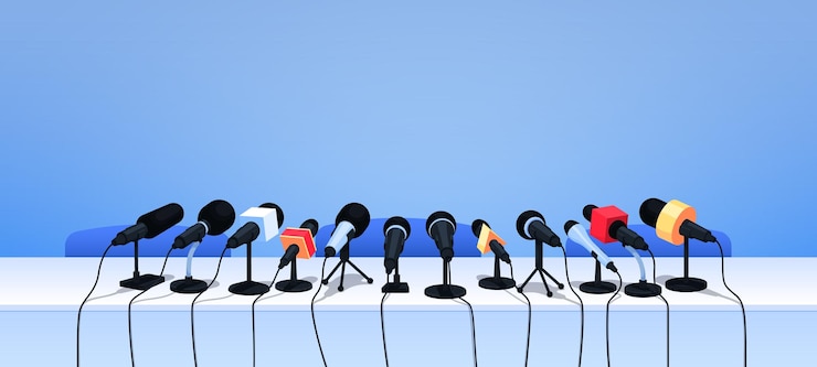 Vettore microfoni per conferenze stampa sui media da tavolo