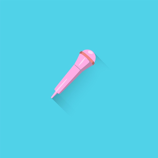 Microfono rosa su sfondo blu brillante in colori pastello. Concetto di minimalismo