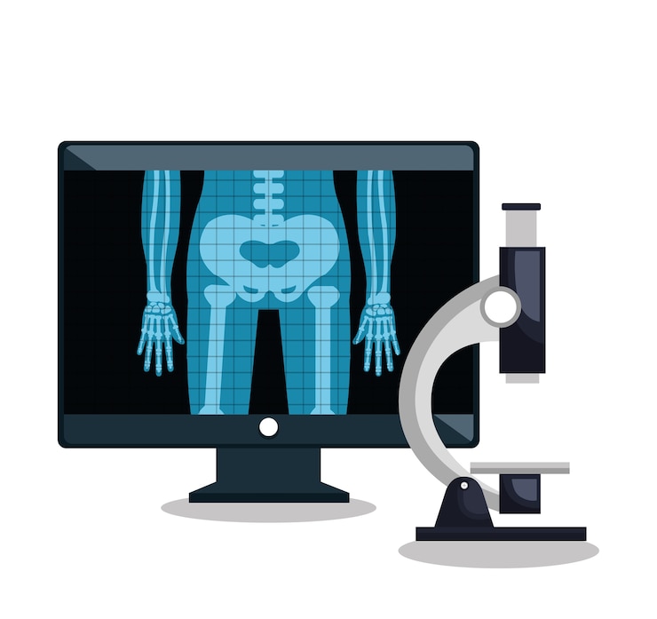 Vettore microscopio a raggi x e monitor design per pc