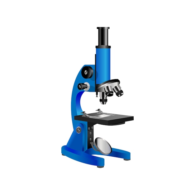 Microscopio realistico per laboratorio ottico Immagine vettoriale isometrica