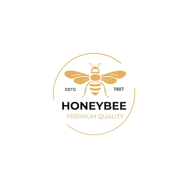 miele vintage Vettore di illustrazione del modello del logo degli animali delle api