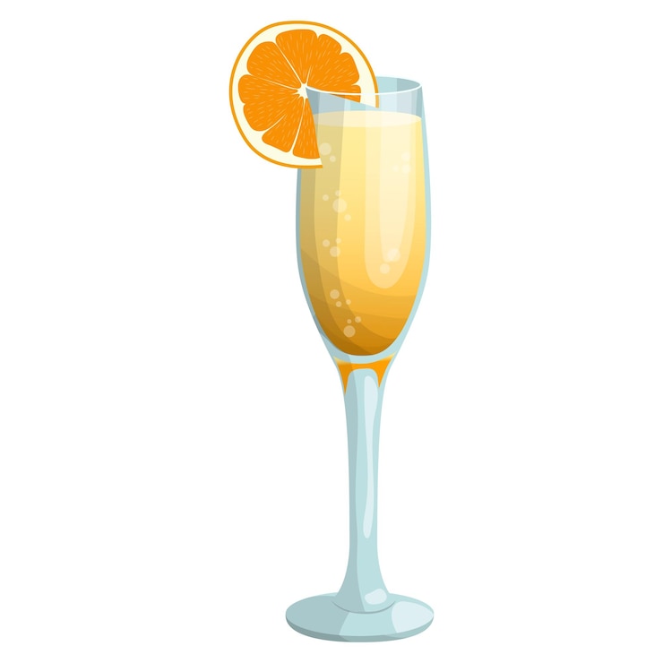 Vettore mimosa cocktail illustrazione vettoriale su sfondo bianco