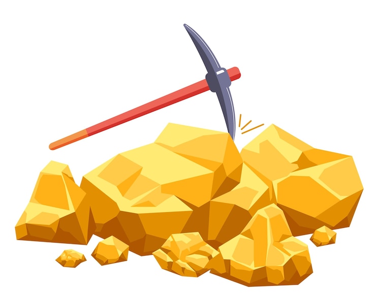 Vettore minerali minerali di carbone concetto d'oro elemento grafico piatto vettoriale illustrazione del concetto