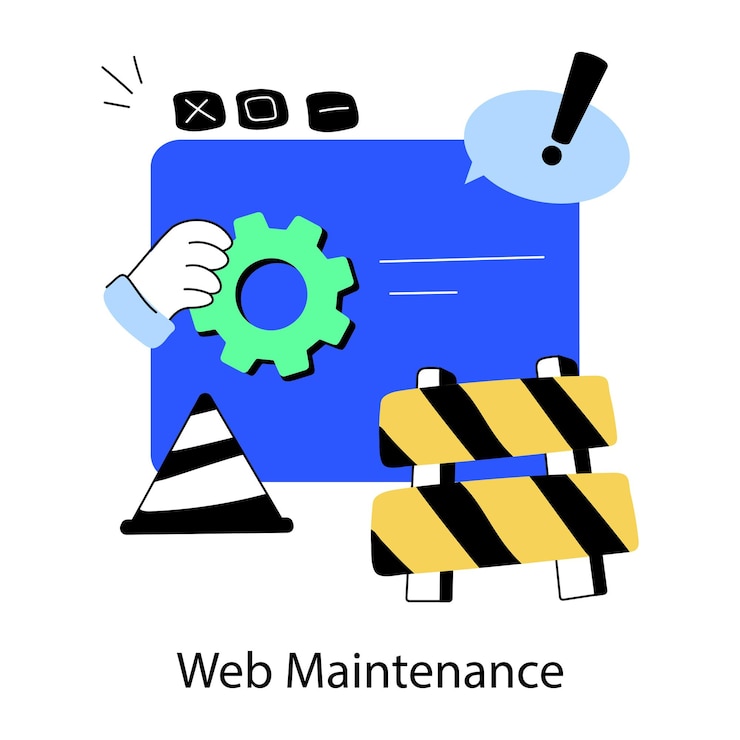 Vettore mini-illustrazione doodle pronta all'uso della manutenzione web