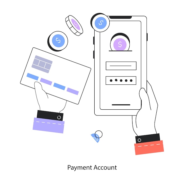 Mini-illustrazione lineare di tendenza del conto di pagamento