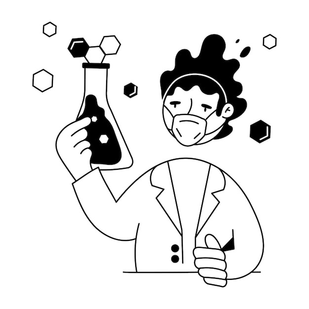 Mini illustrazioni disegnate a mano di bioingegneria