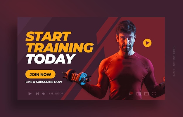 Miniatura di YouTube e modello di banner web per esercizi in palestra