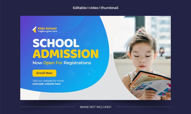 Miniature video personalizzabili per l'ammissione all'istruzione scolastica dei bambini e design di banner web