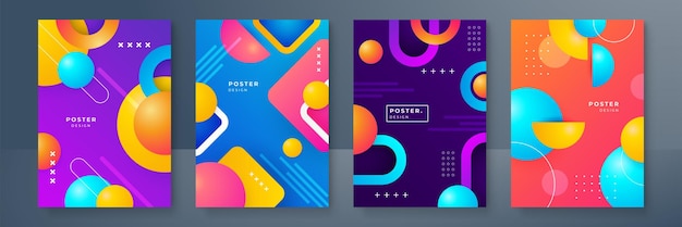 Minimal design della copertina moderna gradienti colorati dinamici modelli geometrici futuri design vettoriale del modello del poster