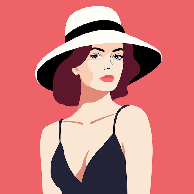minimalismo donna di moda con un cappello elegante