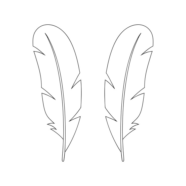 Minimalista Feather Outline Vector Design in stile Line Art
