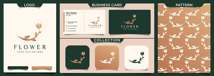 Minimalista fiore rosa logo design