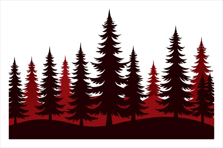 Vettore minimalista foresta nera senza cuciture di abeti