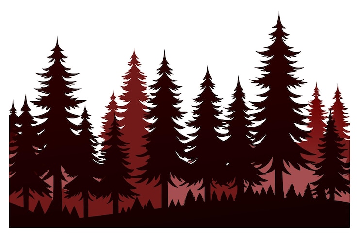 Vettore minimalista foresta nera senza cuciture di abeti