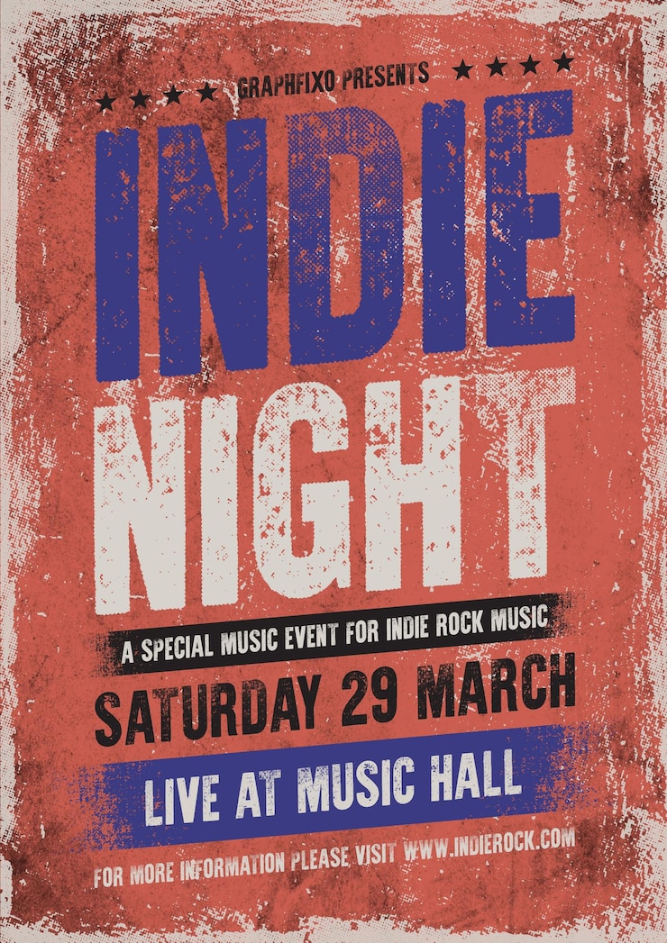 Minimalista Grunge Rock Music Gig Flyer Template
