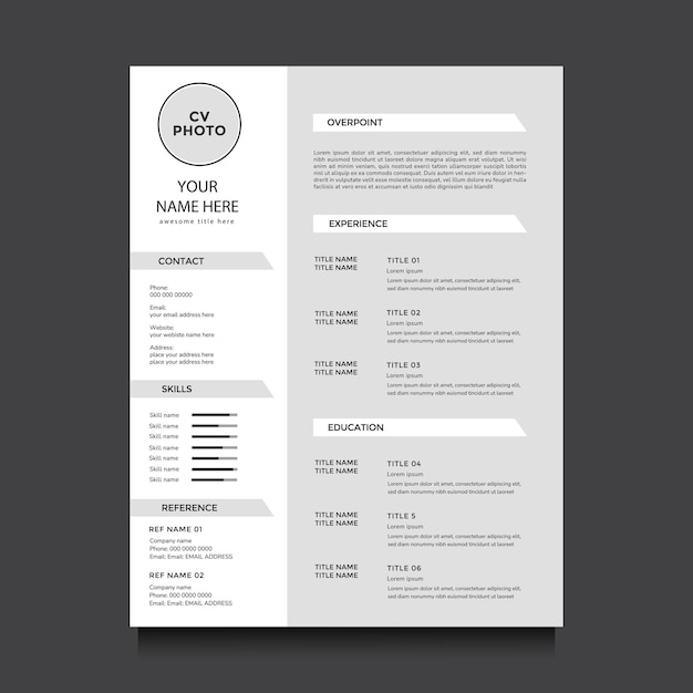 Minimalista Professional CV modello di curriculum vitae layout vettoriale curriculum per multiuso