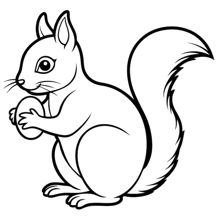 Minimalista scoiattolo con Easter Egg Line Art Vector Illustrazione