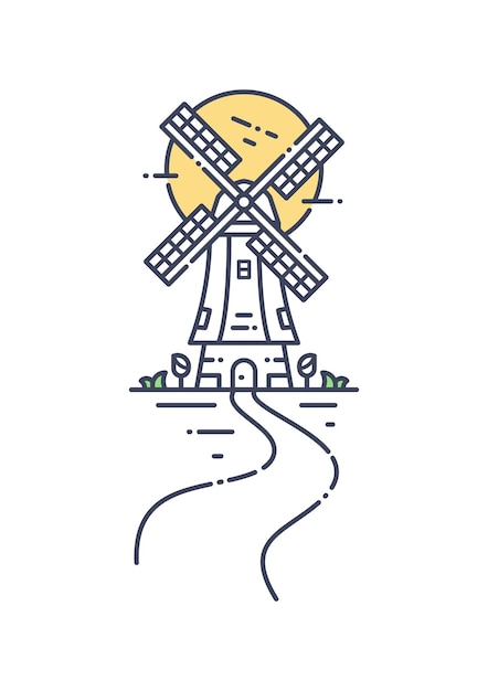 Minimalista Windmill Line Art Vector Design