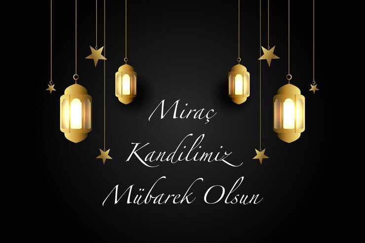 Vettore mira kandilimiz mbarek olsun mirac kandili immagine di celebrazione per i social media