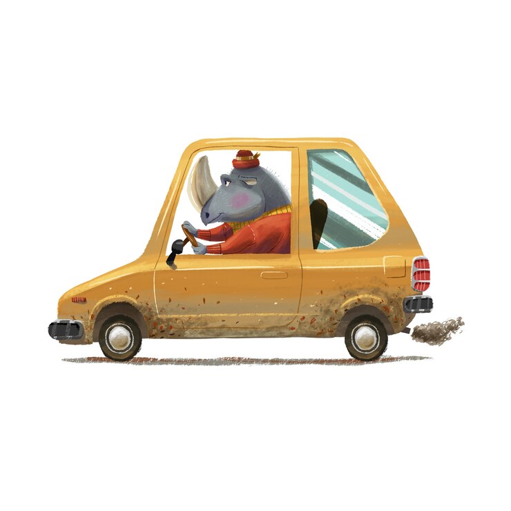 Vettore mister rhino va a lavorare