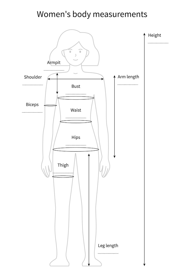 Vettore misure del corpo femminile