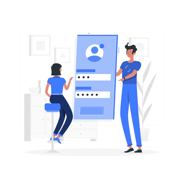Vettore mobile app login screen design con le persone