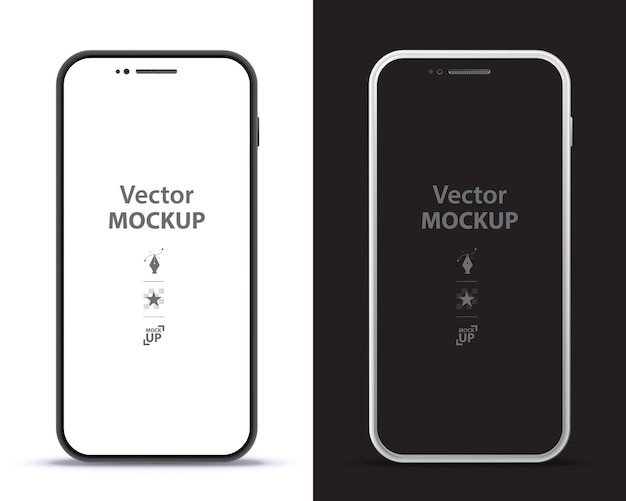 Mobile Phone Black and Silver Colored Design Concept Mockup per smartphone vettoriale