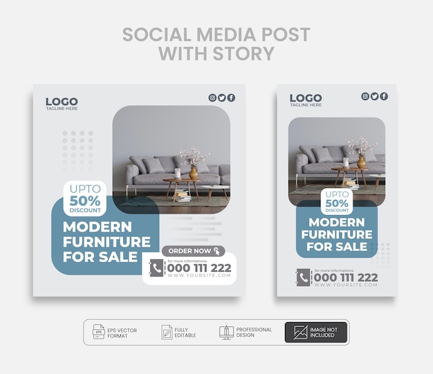 Mobili moderni social media post template design