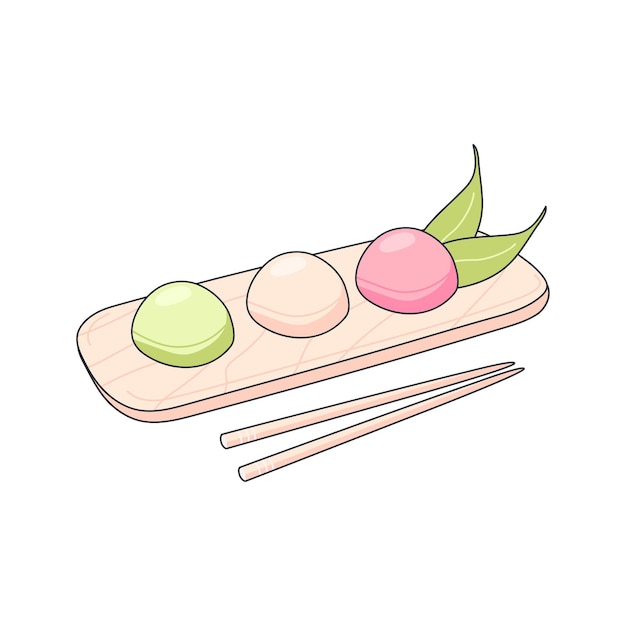 Mochi giapponese tradizionale dolce menu di cucina banner cibo dolce dessert concetto illustrazione vettoriale